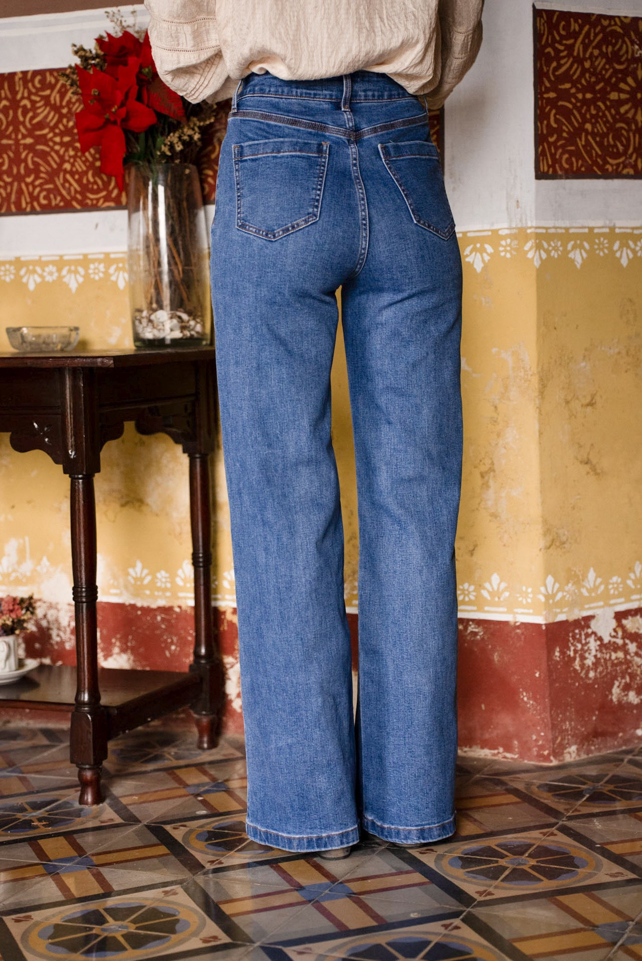 Gaspard Longer length Jeans in Medium Blue