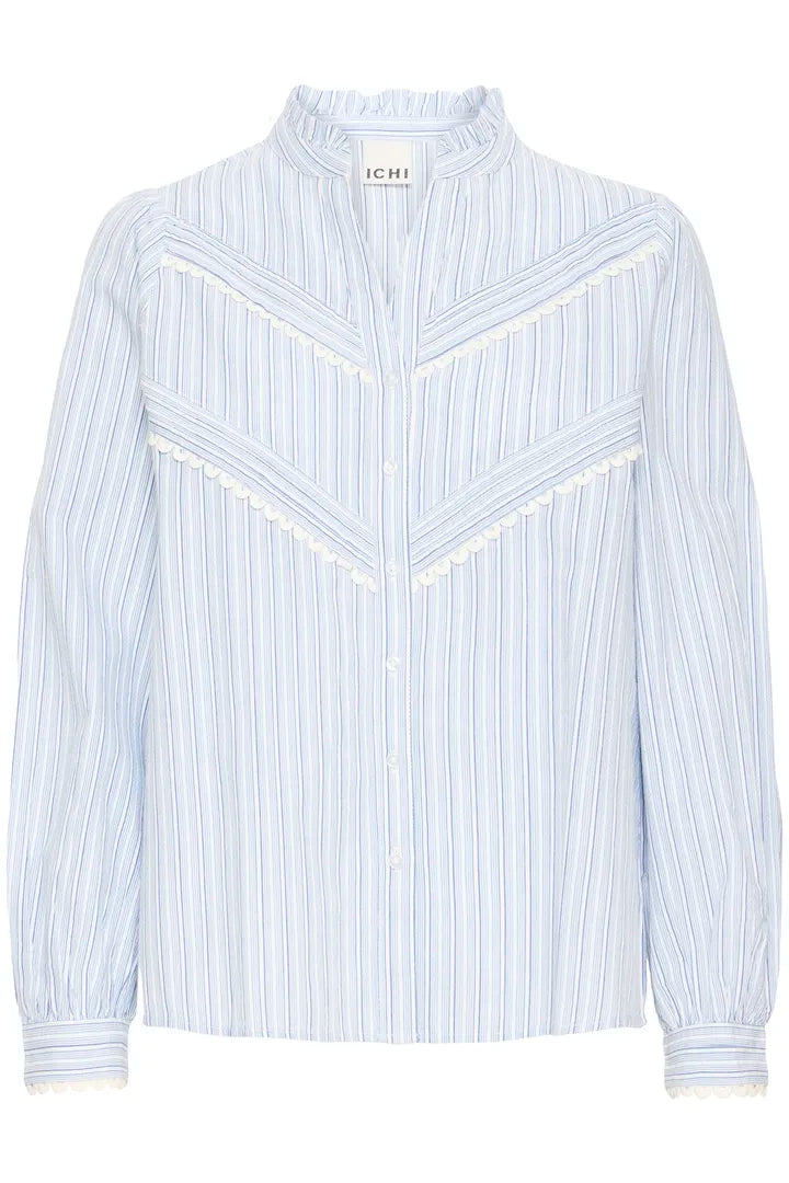 Ihlitu Shirt in White with Blue Stripe