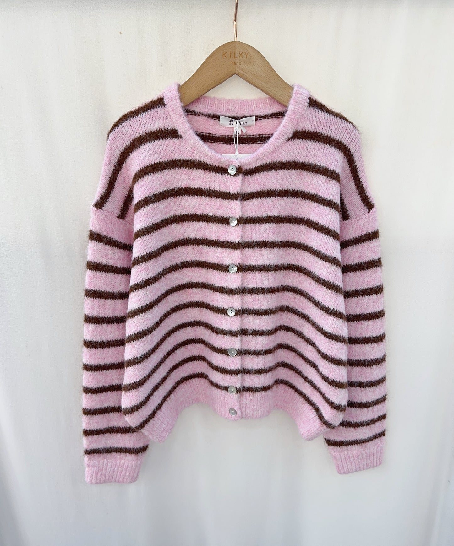 Lorrie Cardigan in Pink & Chocolate