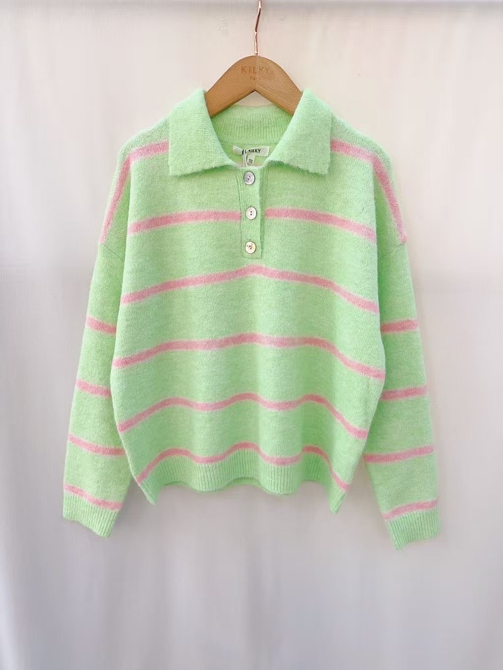 Casey Knit Polo jumper in Green