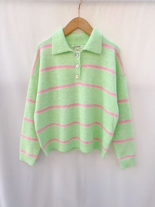 Casey Knit Polo jumper in Green