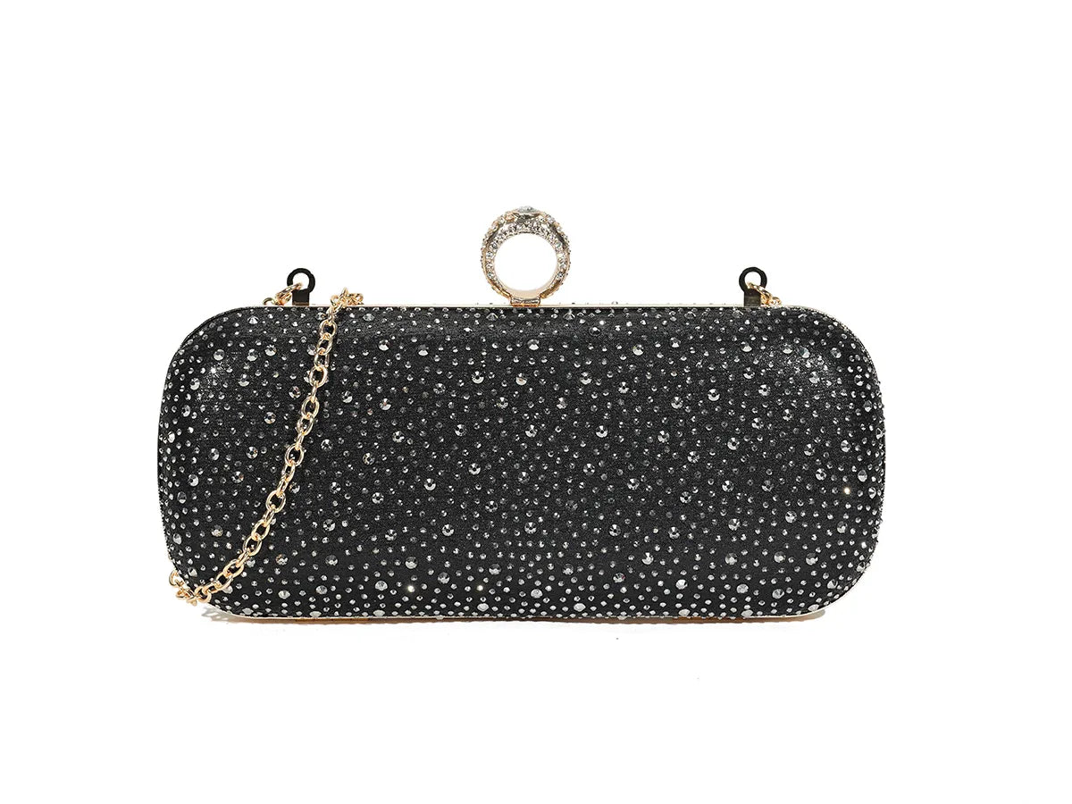 Black & Gold Diamanté Clutch bag