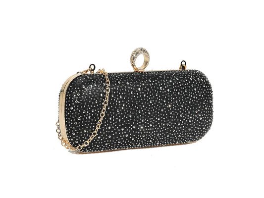 Black & Gold Diamanté Clutch bag