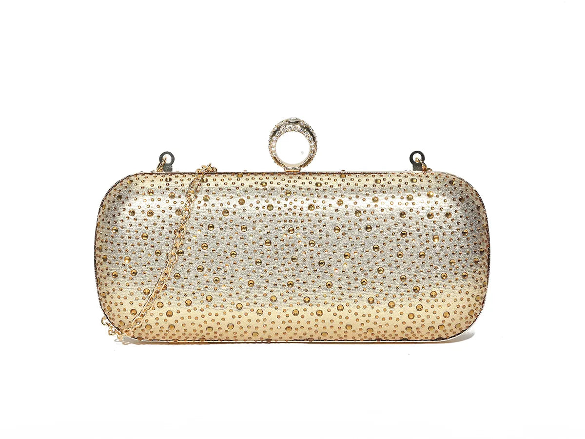 Gold Diamanté Clutch bag