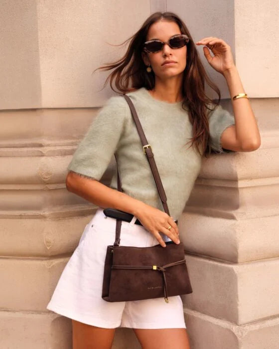 Lori Suedette Crossbody Bag in Chocolate