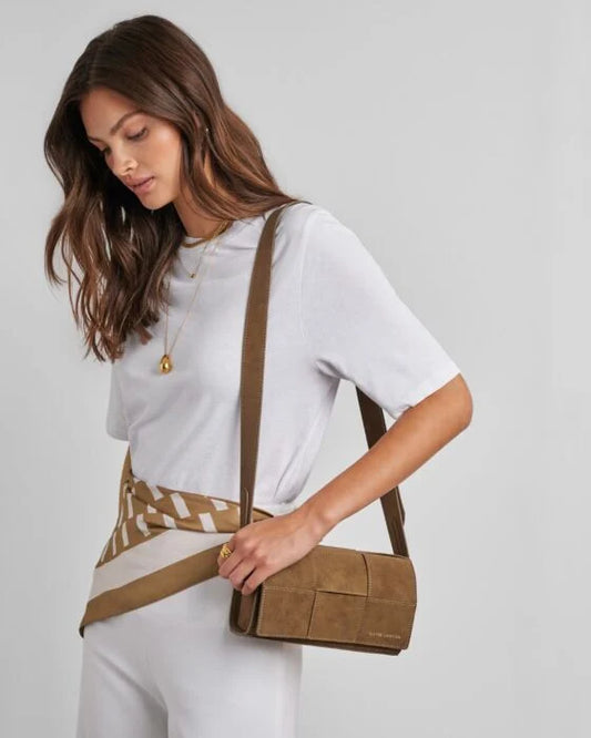 Taya Suedette Crossbody Bag in Caramel