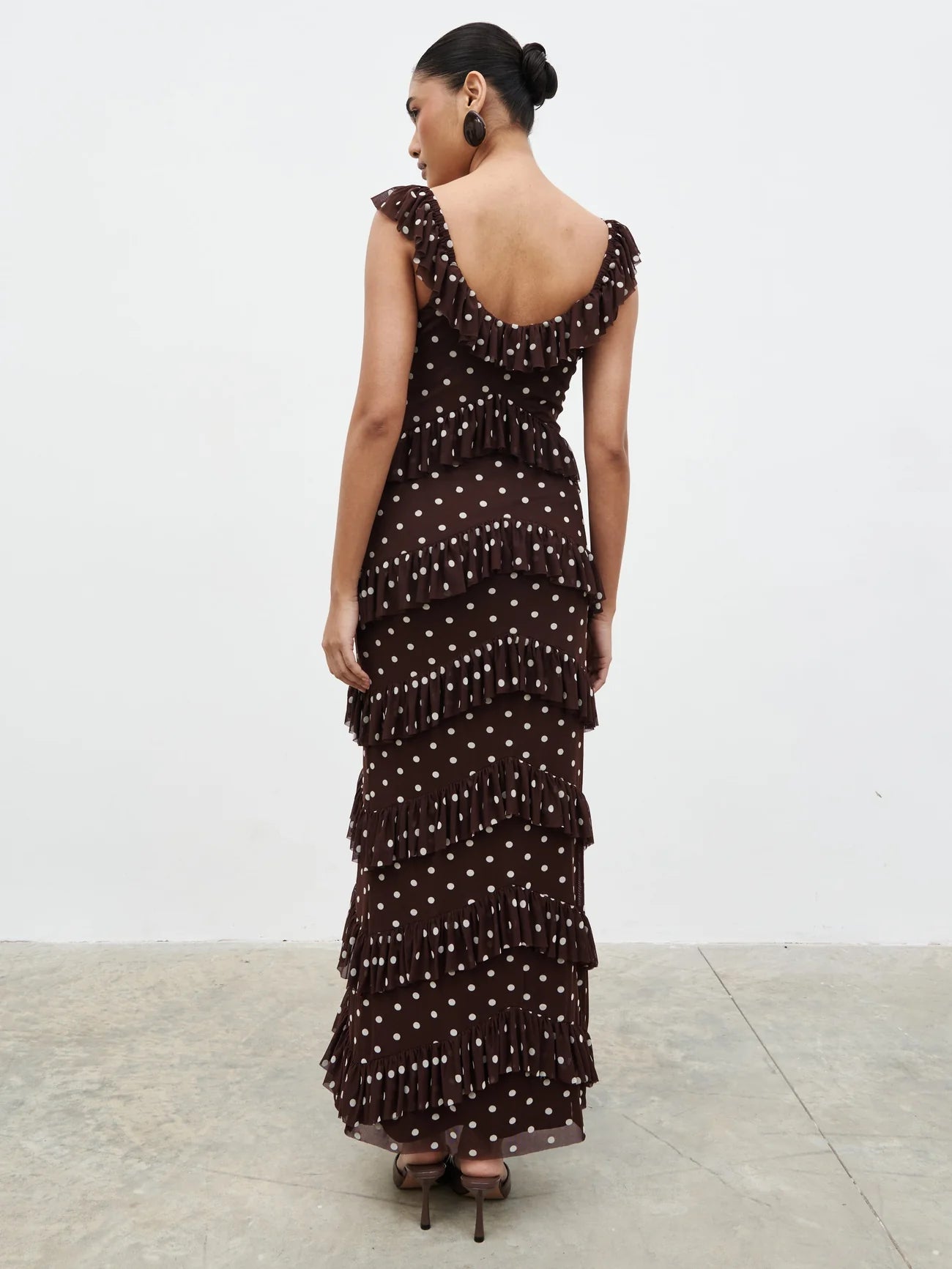 Cecile Ruffle Mesh Maxi Dress