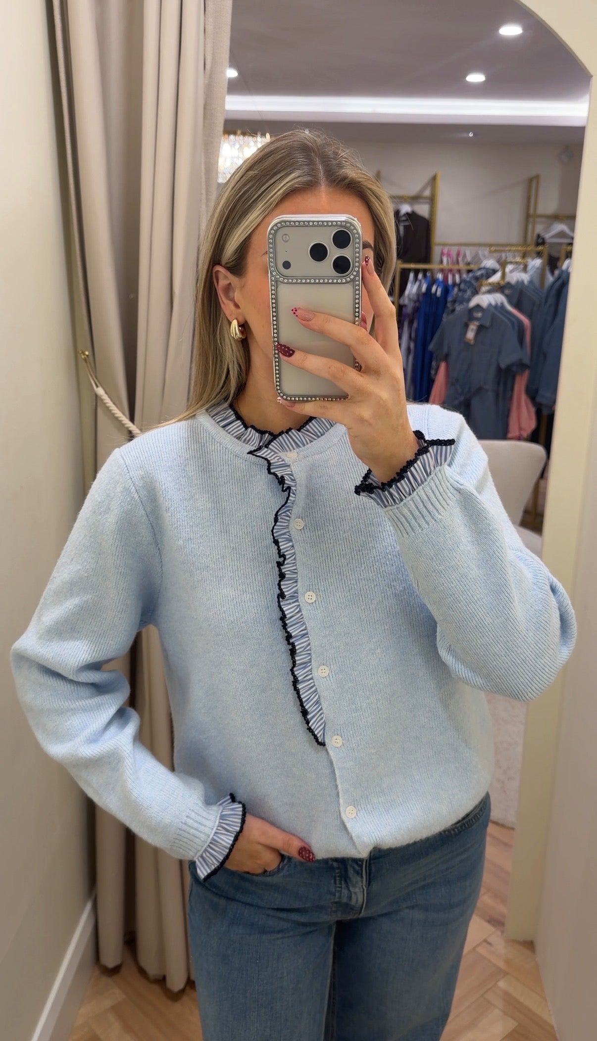 Therese Knit Cardigan in Blue