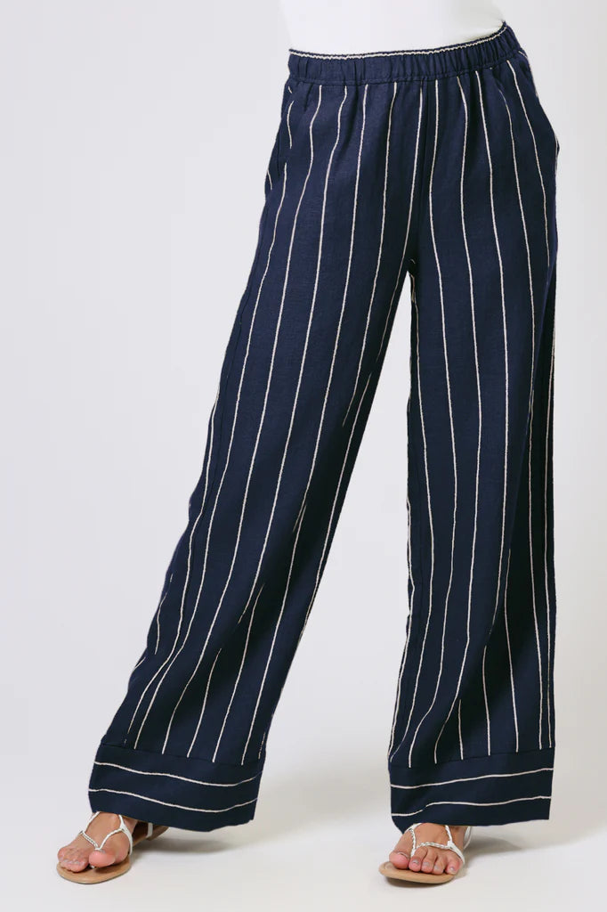 Traffic People Charlie Trousers in Navy Pinstripe