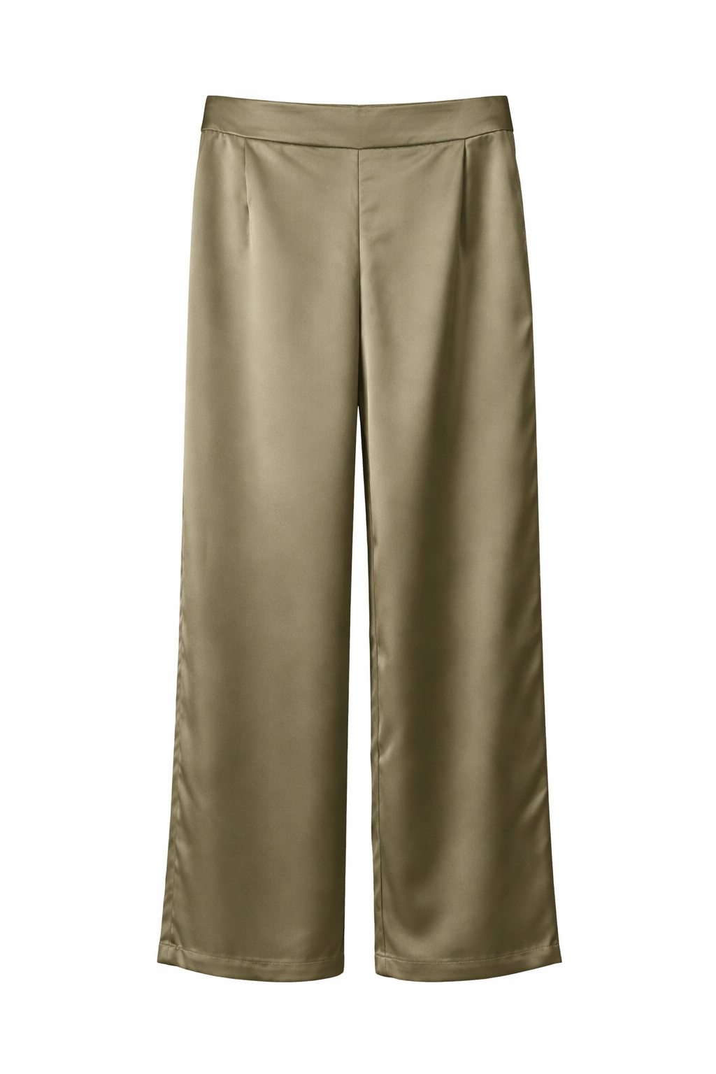 Carly Satin Trousers in Khaki