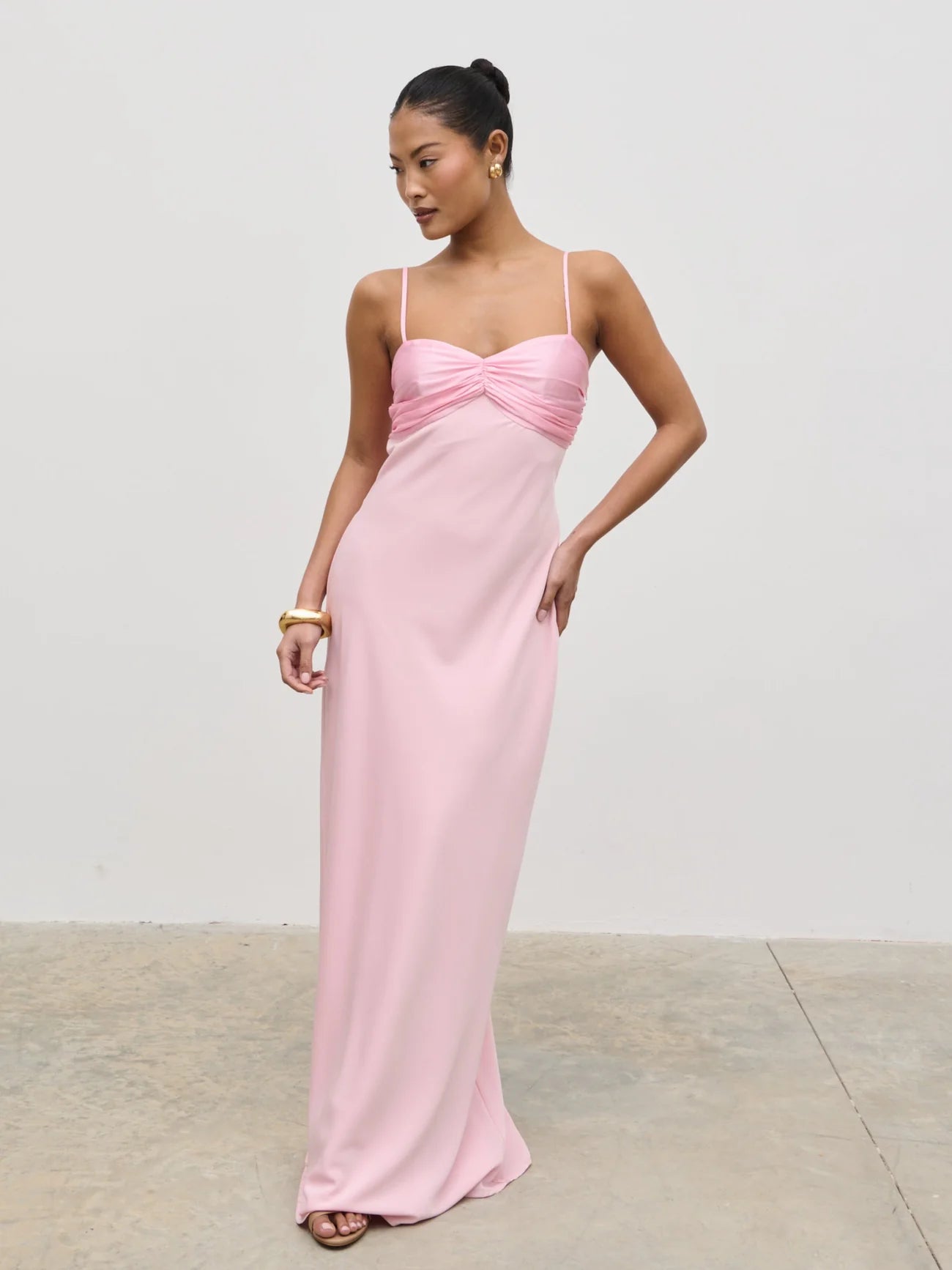Joely Contrast Maxi Dress in Peony Pink