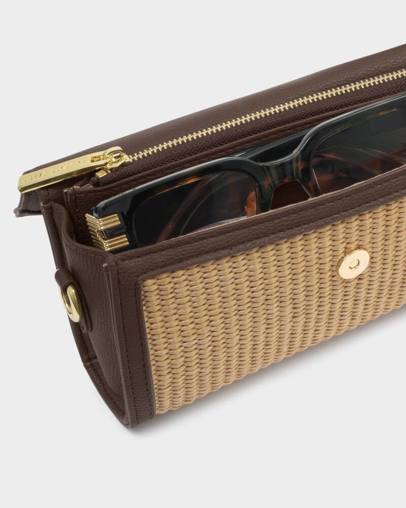Glasses & Card Holder Travel Case in Raffia
