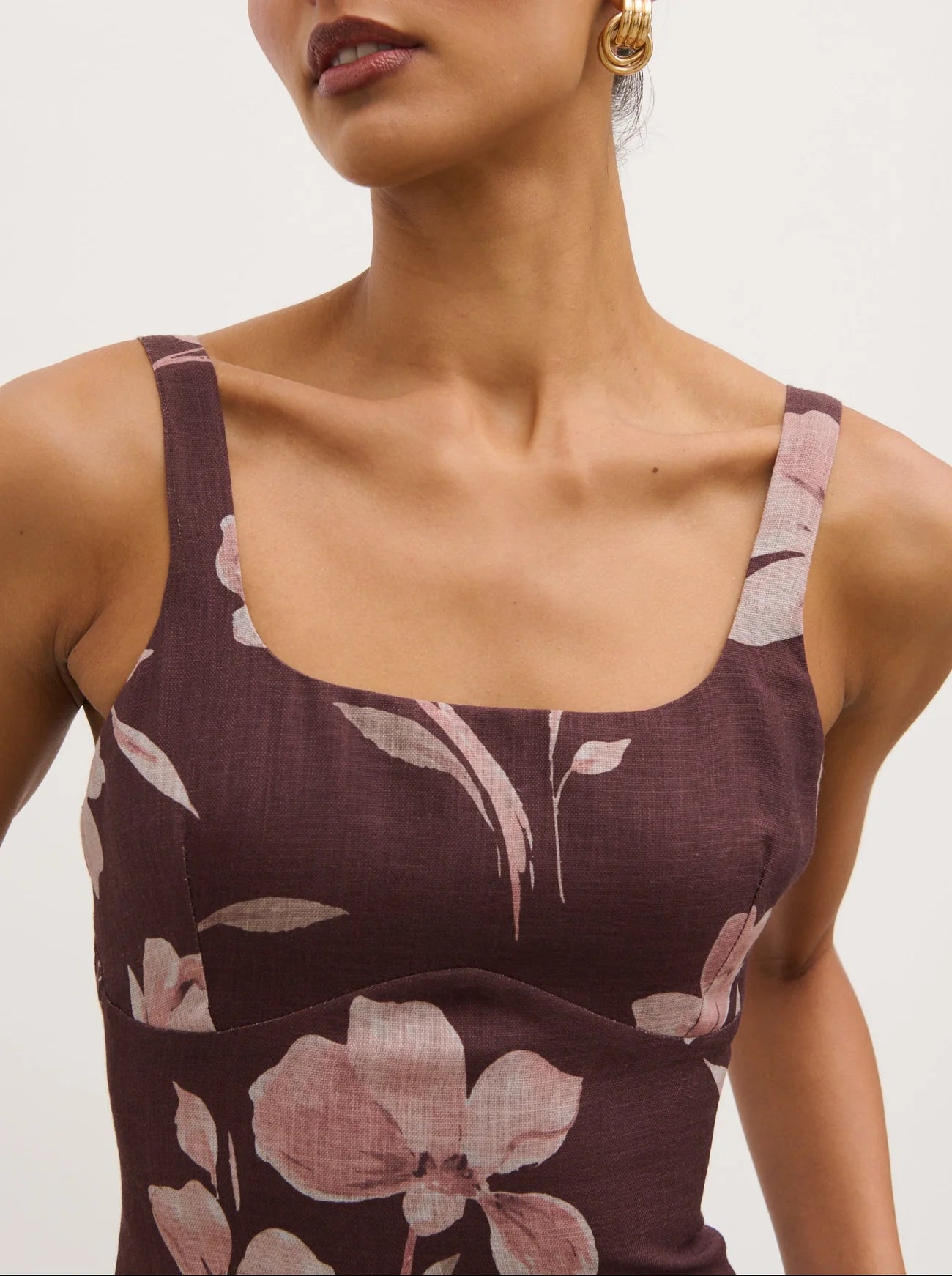 Kaia Scoop Neck Printed Frill Maxi Dress