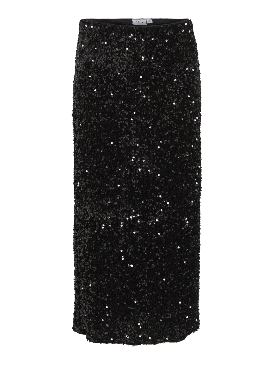 Vifaith Midi Sequin Skirt in Black