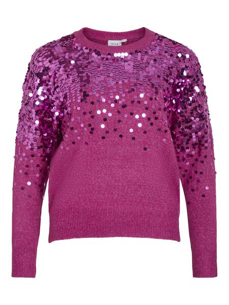 Visiquin Sequin Knit Top in Festival Fuschia