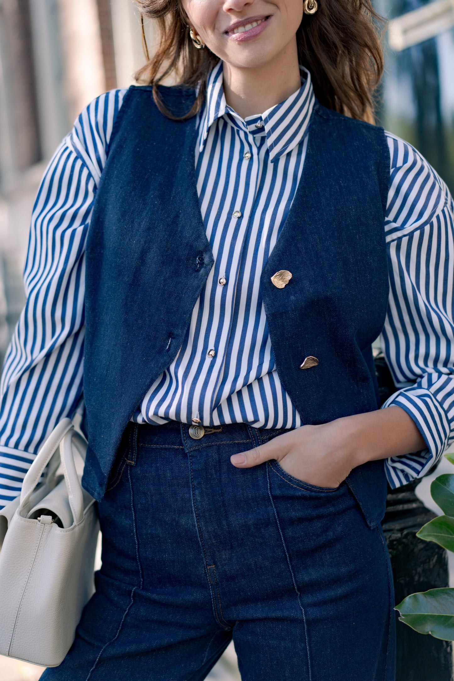 Thea Waistcoat in Dark Denim