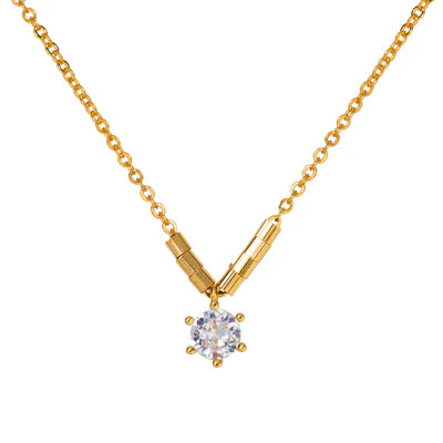 The Pink Box Gold Solitaire Necklace