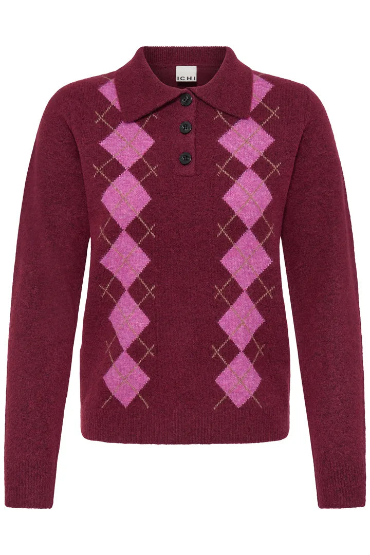 Ihdasila Polo Pullover in Rhododendron Harlekin