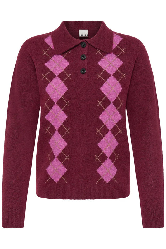 Ihdasila Polo Pullover in Rhododendron Harlekin