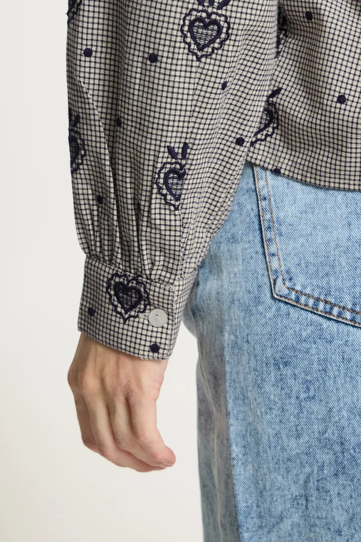 Iheloza Shirt in Birch/Dark Blue Check