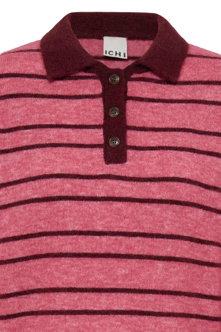Ihsage Knit Pullover in Fruit Dove with Zinfandel Stripe