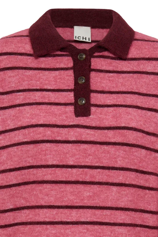 Ihsage Knit Pullover in Fruit Dove with Zinfandel Stripe
