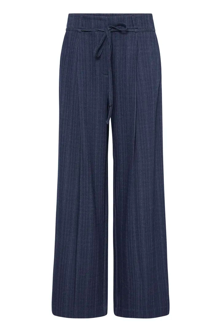 Ihkate Trousers in Dark Blue Jacquard Stripe