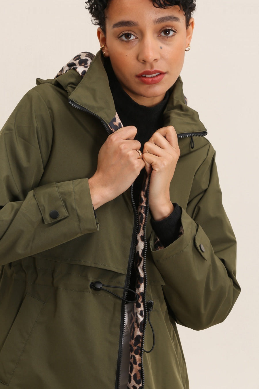 Khaki Hooded Trench Coat