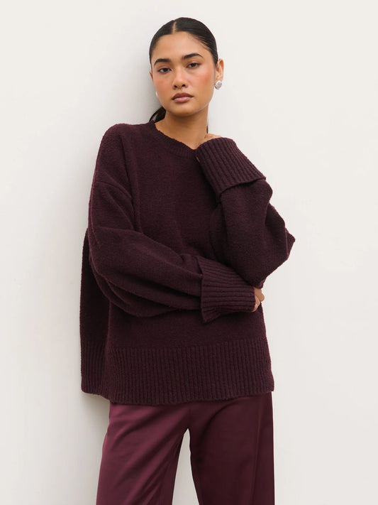 Camille Oversized Borg Jumper in Fig