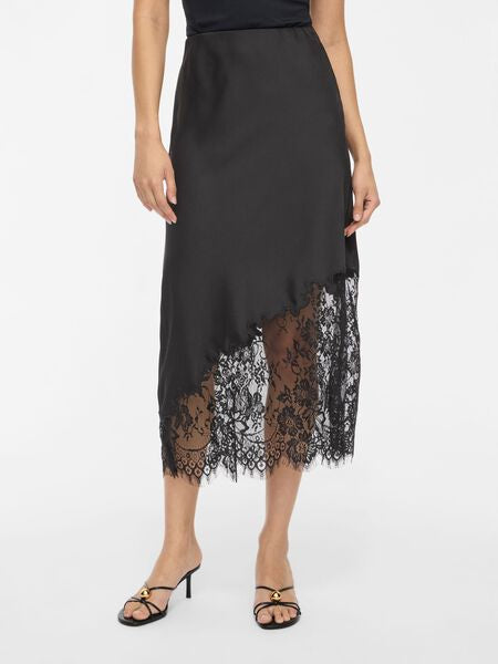 Vilara Midi Skirt in Black/Lace