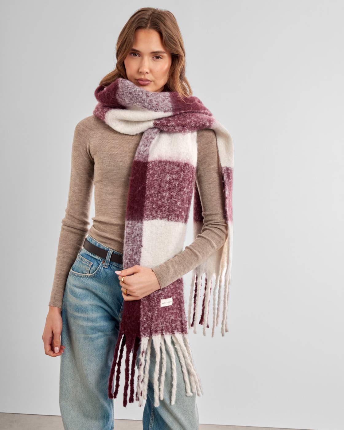 Tassel Scarf in Cherry
