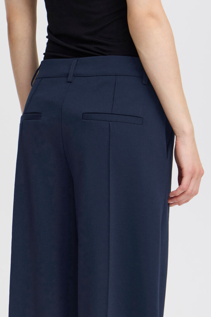 Ihkate wide leg office trousers in Navy