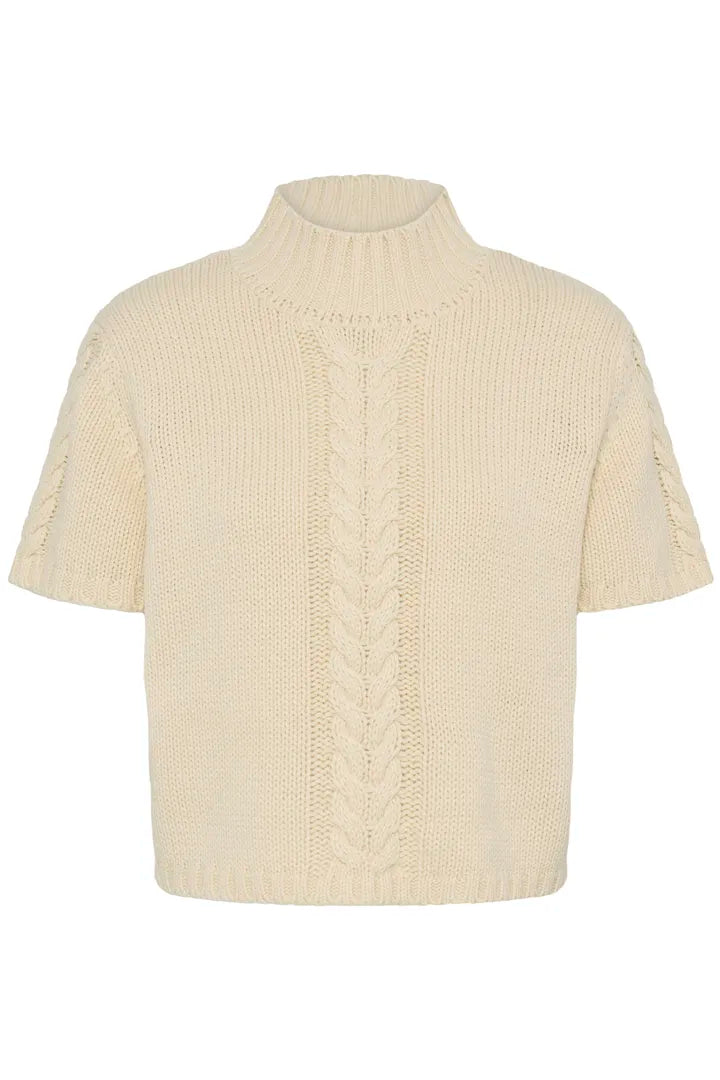 Ihavelora Short Sleeve Knit Jumper in Creme Brûlée