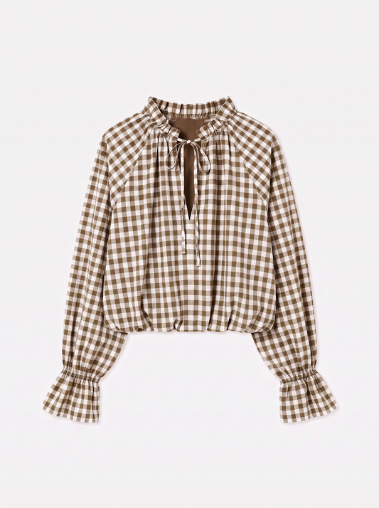 Evie Check Shirt in Brown/White