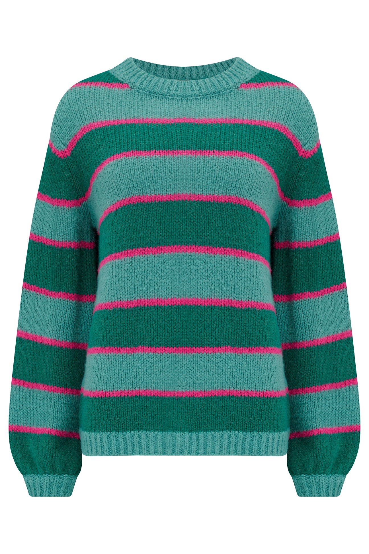 Essie Jumper - Green, Pink Highlight Stripes