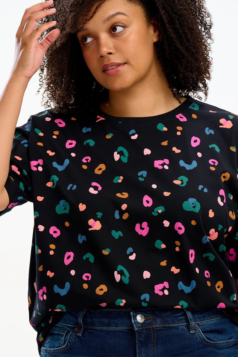 Kinsley Relaxed T-shirt - Black, Paintbox Leopard