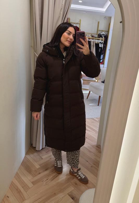 The Brady Puffer Coat in Brown