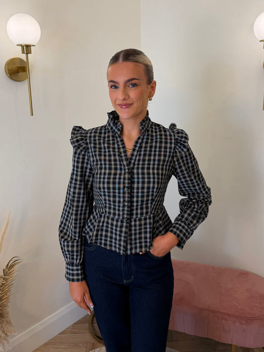 Maya Check Shirt in Navy