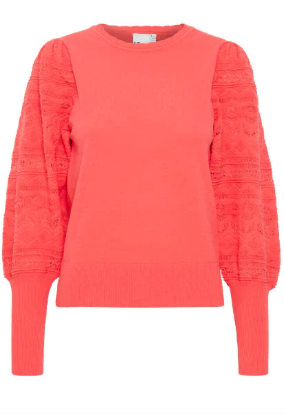 Ichi Iharissi Knit Pullover in Coral