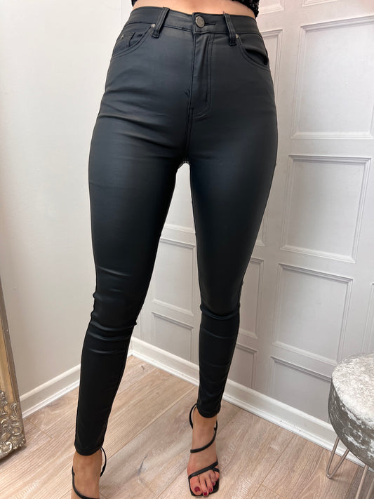 Toxik leather look Highwaisted Jeans
