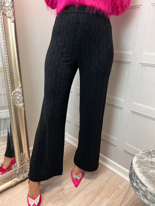 Ichi Ihnelly Wide Leg Trousers Black