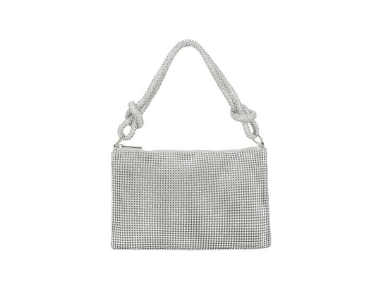 Silver diamanté handbag