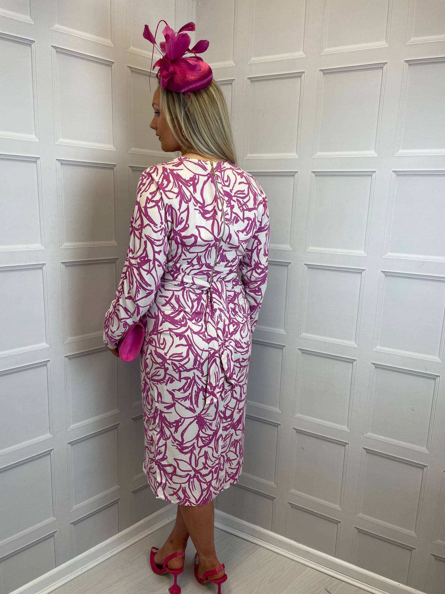 Closet Cream Pink Floral Print Kimono Midi Dress