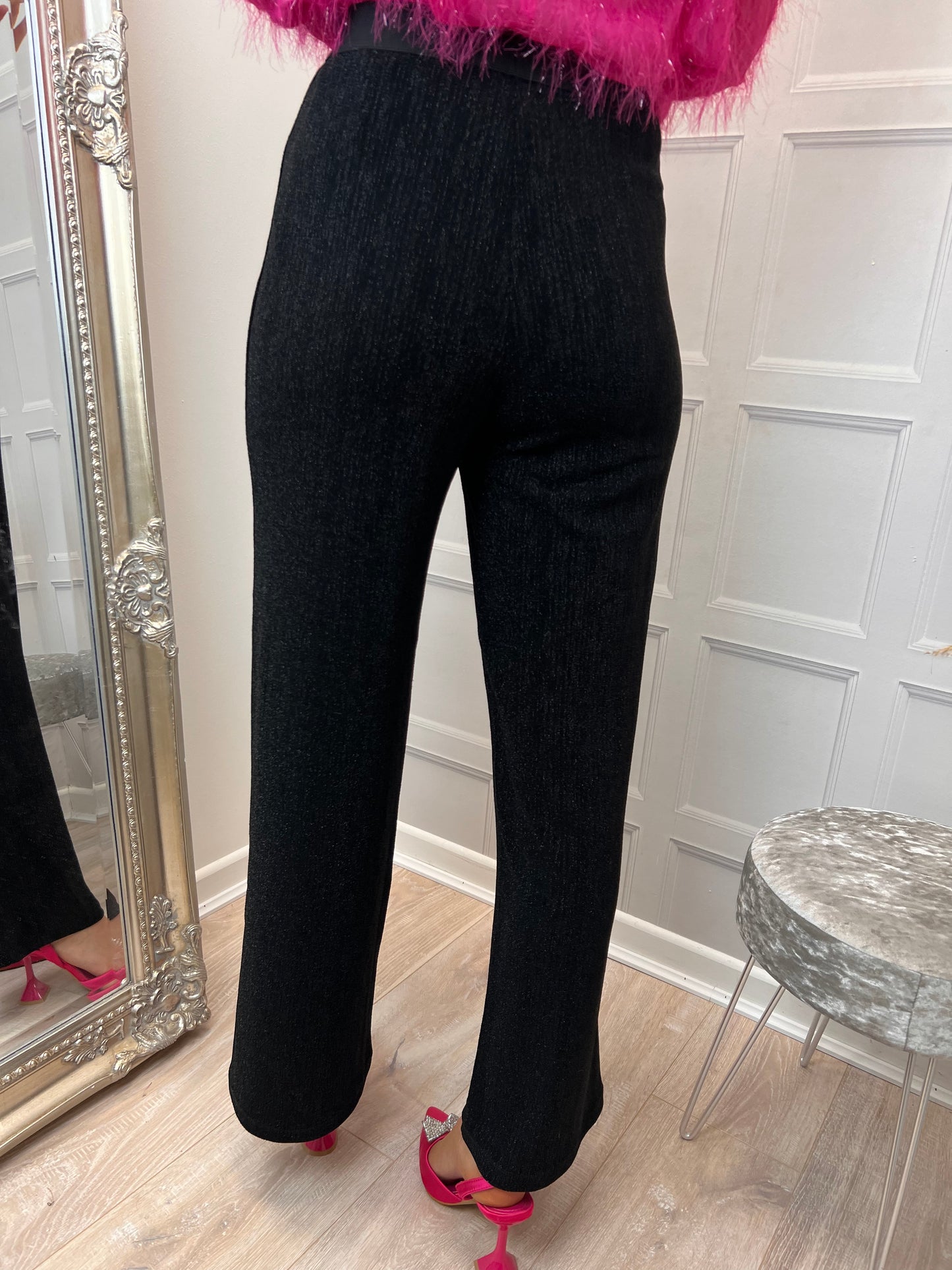 Ichi Ihnelly Wide Leg Trousers Black