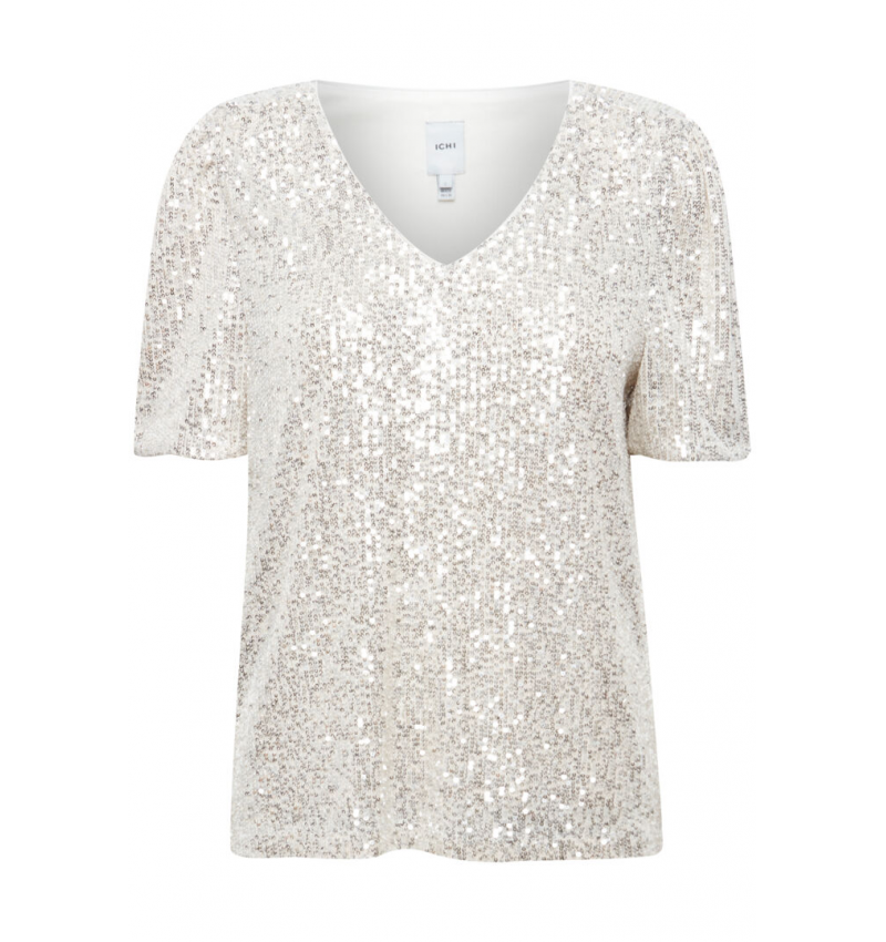ICHI Ihfauci Sequin Top Frosted Almond