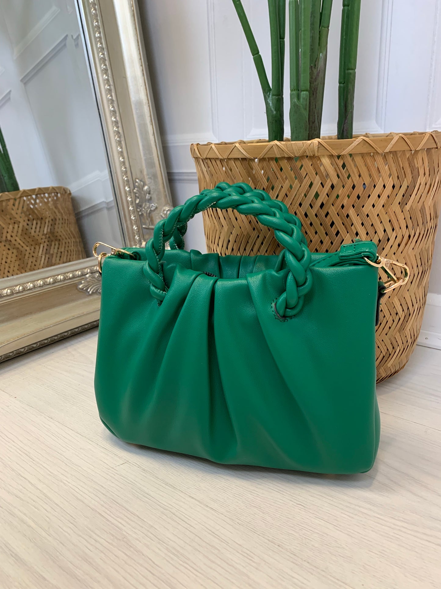 Green Braided Handle Bag