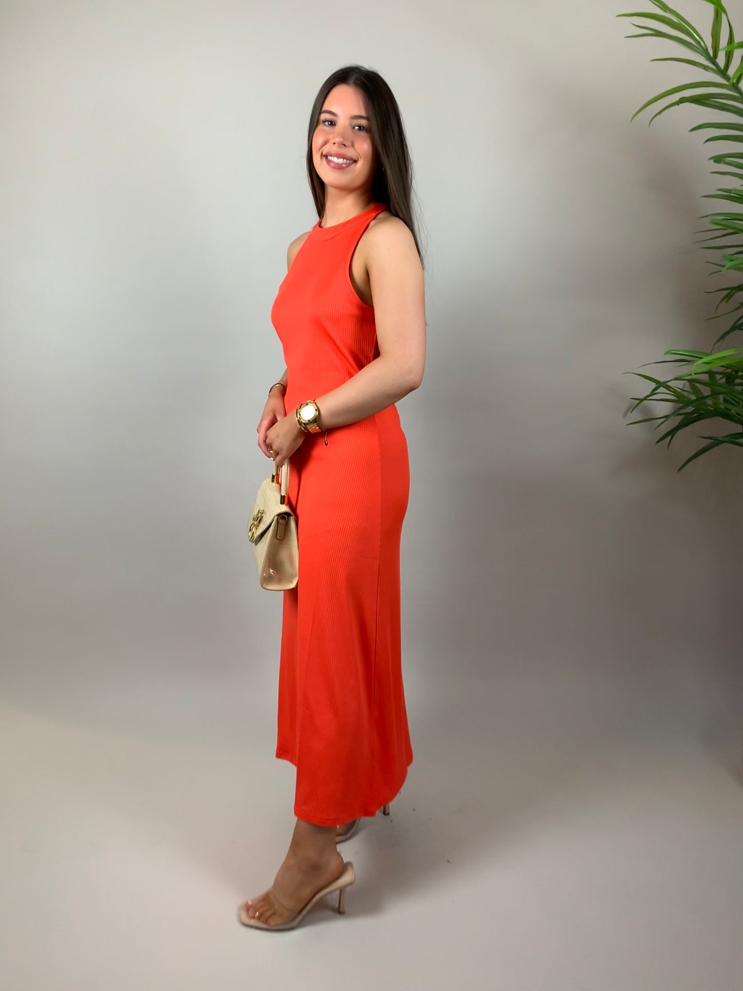 Ichi Ihinari Dress Mandarin Red