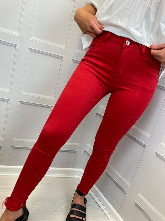 Red Ankle Grazer Skinny Jeans