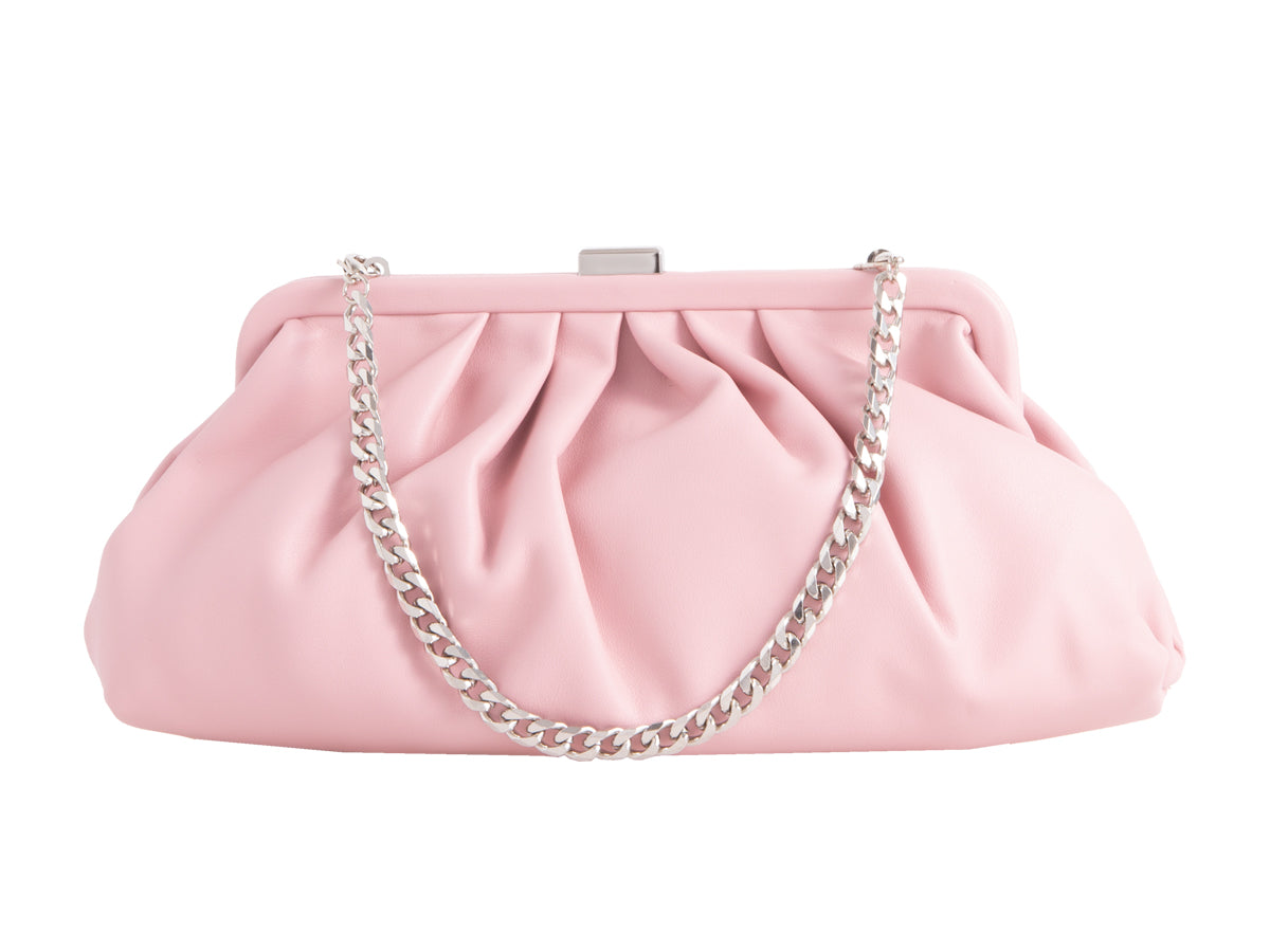 Pink Ruched Clutch Bag