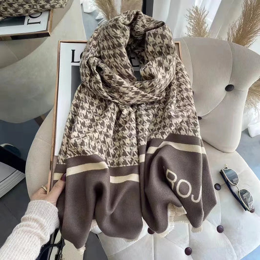 Beige Dogtooth Scarf